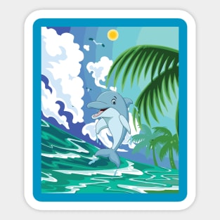Dolphin in summer euphoria#4 Sticker